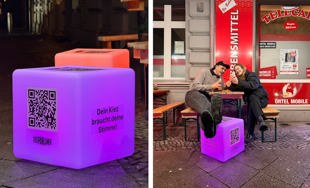 Der Prototyp „Engagement Booster“ im Praxistest vor einem Späti